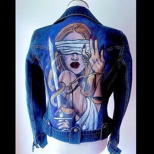 Artist Painted Denim jacket, jacket by JouJou Sz s